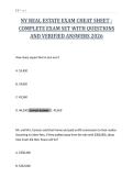 NY REAL ESTATE EXAM CHEAT SHEET -&NewLine;COMPLETE EXAM SET WITH QUESTIONS&NewLine;AND VERIFIED ANSWERS 2026&NewLine;
