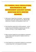 FTC FUNERAL RULE&colon; REGULATIONS&comma; &NewLine;REQUIREMENTS&comma; AND &NewLine;ENFORCEMENT 2026&sol;2027 ACTUAL &NewLine;QUESTIONS WITH VERIFIED &NewLine;ANSWERS&period; 