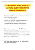 FTC FUNERAL RULE 2026&sol;2027 &NewLine;ACTUAL QUESTIONS WITH &NewLine;VERIFIED ANSWERS&period; 