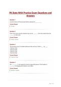 PA State NHA Practice Exam Questions and Answers
