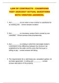 LAW OF CONTRACTS - CHAMPIONS &NewLine;TEST 2026&sol;2027 ACTUAL QUESTIONS &NewLine;WITH VERIFIED ANSWERS&period;