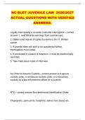 NC BLET JUVENILE LAW  2026&sol;2027 &NewLine;ACTUAL QUESTIONS WITH VERIFIED &NewLine;ANSWERS&period;