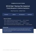 NR 533 Week 7 Business Plan Assignment Financial Management Healthcare Organizations Actual Exam 2026&sol;2027 &vert; Complete Exam-Style Questions &vert; 100&percnt; Verified &ndash; Detailed Rationales &ndash; Pass Guaranteed &ndash; A&plus; Graded&NewLine;&NewLine;