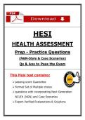HESI Health Assessment Prep &ndash; Practice Questions & NGN Case Scenarios &lpar;2025&rpar; &ndash; Verified Answers PDF