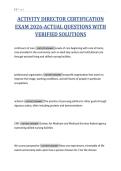 ACTIVITY DIRECTOR CERTIFICATION&NewLine;EXAM 2026-ACTUAL QUESTIONS WITH&NewLine;VERIFIED SOLUTIONS