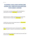 VA GENERAL CLASS A AND B CONTRACTORS&NewLine;LICENSE 2026- COMPLETE EXAM QUESTIONS&NewLine;WITH CORRECT ANSWERS&NewLine;