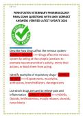 PENN FOSTER VETERINARY PHARMACOLOGY FINAL EXAM QUESTIONS WITH 100&percnt; CORRECT ANSWERS VERIFIED LATEST UPDATE 2026 
