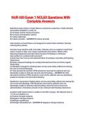 NUR 430 Exam 1 NCLEX Questions With Complete Answers