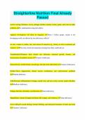 Straighterline Nutrition 101 Midterm Review&period; Questions and Answers&period;
