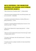 LOCAL ANESTHESIA - CDCA BOARD Exam&NewLine;Questions and Answers &vert; 2026 Ultimate&NewLine;Final Review &vert; Grade A&plus;&NewLine;