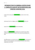 INTRODUCTION TO CRIMINAL JUSTICE EXAM&NewLine;1 -COMPLETE EAM SET WITH QUESTIONS AND&NewLine;VERIFIED ANSWERS 2026