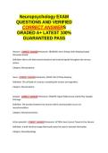Neuropsychology EXAM QUESTIONS AND VERIFIED CORRECT ANSWERS GRADED A&plus; -LATEST 2026-2027- 100- GUARANTEED PASS&period;docx&NewLine;&NewLine;