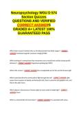 Neuropsychology WGU D 574 Section Quizzes EXAM QUESTIONS AND VERIFIED CORRECT ANSWERS GRADED A&plus; -LATEST 2026-2027- 100- GUARANTEED PASS&period;docx&NewLine;&NewLine;