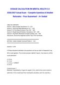 DOSAGE CALCULATION RN MENTAL HEALTH 3&period;0 2026&sol;2027 Actual Exam &ndash; Complete Questions & Detailed Rationales &ndash; Pass Guaranteed &ndash; A&plus; Graded