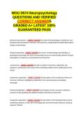 WGU D574 Neuropsychology EXAM QUESTIONS AND VERIFIED CORRECT ANSWERS GRADED A&plus; -LATEST 2026-2027- 100- GUARANTEED PASS&period;docx&NewLine;&NewLine;