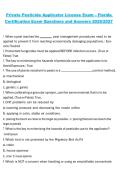 Private Pesticide Applicator License Exam &ndash; Florida Certification Exam Questions and Answers 2026&sol;2027 Complete Study Guide and Review Material