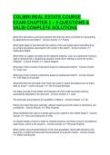 COLIBRI REAL ESTATE COURSE EXAM CHAPTER 1 &ndash; 5 QUESTIONS & VALID COMPLETE SOLUTIONS