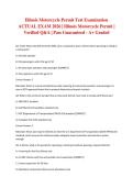 Illinois Motorcycle Permit Test Examination ACTUAL EXAM 2026 &vert; Illinois Motorcycle Permit &vert; Verified Q&A &vert; Pass Guaranteed - A&plus; Graded