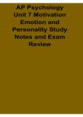 AP Psychology Unit 7 Motivation Emotion and Personality Study Notes and Exam Review 2025&sol; 2026 Complete Overview of Human Motivation Emotional Processes and Personality Theories
