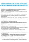 Florida Pesticide Applicator License Core Exam Questions and Revised Answers 2026&sol;2027 Complete Certification Review Guide