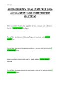 AROMATHERAPY FINAL EXAM PREP 2026&NewLine;ACTUAL QUESTIONS WITH VERIFIED&NewLine;SOLUTIONS