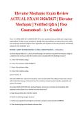 Elevator Mechanic Exam Review ACTUAL EXAM 2026&sol;2027 &vert; Elevator Mechanic &vert; Verified Q&A &vert; Pass Guaranteed - A&plus; Graded