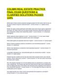 COLIBRI REAL ESTATE PRACTICE FINAL EXAM QUESTIONS & CLARIFIED SOLUTIONS PASSED 100&percnt;