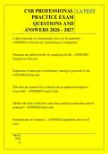 CSR PROFESSIONAL &NewLine;PRACTICE EXAM &NewLine;QUESTIONS AND &NewLine;ANSWERS 2026 - 2027 