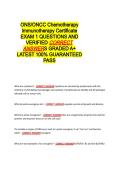 ONS ONCC Chemotherapy Immunotherapy Certificate EXAM 1 QUESTIONS AND VERIFIED CORRECT ANSWERS GRADED A&plus; -LATEST 2026-2027- 100- GUARANTEED PASS&period;docx&NewLine;&NewLine;