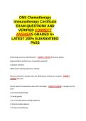 ONS Chemotherapy Immunotherapy Certificate EXAM 2 QUESTIONS AND VERIFIED CORRECT ANSWERS GRADED A&plus; -LATEST 2026-2027- 100- GUARANTEED PASS&period;docx&NewLine;&NewLine;