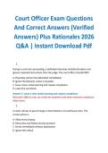 Court Officer Exam Questions And Correct Answers &lpar;Verified Answers&rpar; Plus Rationales 2026 Q&A &vert; Instant Download Pdf