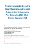 Private Investigator Licensing Exam Questions And Correct Answers &lpar;Verified Answers&rpar; Plus Rationales 2026 Q&A &vert; Instant Download Pdf