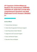 ATI Capstone Children or Maternal Newborn Pre-Assessment VERIFIED VERSION OF -2026-2027- EXAM With comprehensive Questions and Well Elaborated Correct Answers GRADED A&plus;&period;