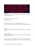 D426 V2 DATA MANAGEMENT&NewLine;FOUNDATIONS - SPR2024 LATEST&NewLine;2026&sol;2027 ACTUAL EXAM QUESTIONS&NewLine;WITH CORRECT ANSWERS 100&percnt;&NewLine;VERIFIED GRADED A&plus;