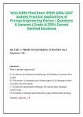 WGU D685 Final Exam &lpar;NEW 2026&sol; 2027 &NewLine;Update&rpar; Practical Applications of &NewLine;Prompt Engineering Review &vert; Questions &NewLine;& Answers &vert; Grade A&vert; 100&percnt; Correct &NewLine;&lpar;Verified Solutions&rpar; 