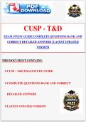 CUSP - T&D EXAM STUDY GUIDE COMPLETE QUESTIONS BANK AND CORRECT DETAILED ANSWERS &vert; LATEST UPDATED VERSION &lpar;2026&sol;2027&rpar;&period;