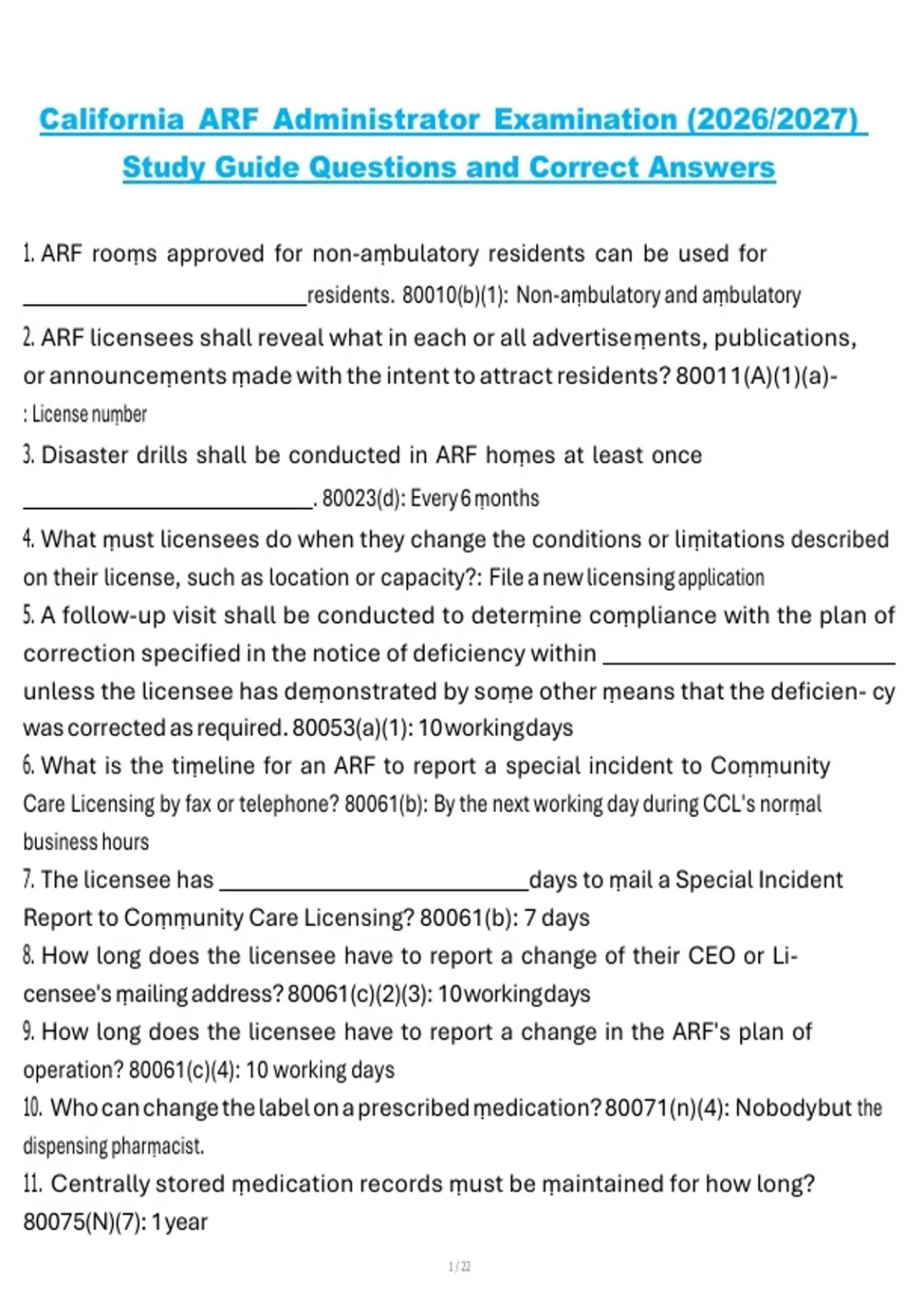 California ARF Administrator Examination (2026/2027) Study Guide ...