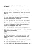 EPIC RTE TEST QUESTIONS AND VERIFIED ANSWERS