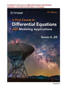 Test Bank for A First Course in Differential Equations with Modeling Applications&comma; 12th Edition Zill &lpar;All Chapters  1-9 included&rpar;