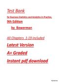 Test Bank for Business Statistics and Analytics in Practice&comma; 9th Edition Bowerman &lpar;All Chapters  1-19 included&rpar; LATEST 2026 2027 