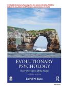 Test Bank for Evolutionary Psychology&colon; The New Science of the Mind&comma; 7th Edition by David M&period; Buss &comma;Chapter 1-13 &comma; All Chapters &comma; Latest Version &comma; A&plus; Graded 