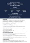 CSLB C-10 Electrical Contractor License Exam 2026&sol;2027 &vert; Complete Exam-Style Questions &vert; 100&percnt; Verified &ndash; Detailed Rationales &ndash; Pass Guaranteed &ndash; A&plus; Graded&NewLine;&NewLine;