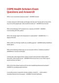 COPE Health Scholars Exam Questions and Answers