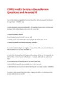 COPE Health Scholars Exam Review Questions and Answers