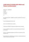 COPE HEALTH SCHOLARS HIPAA and Patient Confidentiality