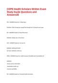 COPE Health Scholars Written Exam Study Guide Questions and Answers