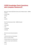 COPE Knowledge Check Questions with Complete Solutions