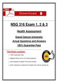 NSG 316 Exams 1&comma; 2 & 3 &lpar;2025&rpar; &ndash; Health Assessment &ndash; GCU Actual Questions & Verified Answers PDF