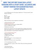 NBRC TMC&sol;CRT&sol;RRT Exam 2026 Latest Version with a Study Guide &vert; Accurate and Expert Verified For Guaranteed Pass &vert; Latest update