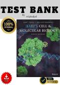 Full Test Bank for Karp&rsquo;s Cell and Molecular Biology 9th Edition by Gerald Karp&comma; Janet Iwasa&comma; and Wallace Marshall &lpar;2026&rpar; Complete Chapter-by-Chapter Coverage Verified Questions & Correct Answers Detailed Rationales &sol; Explanations Advanced Biological Scie